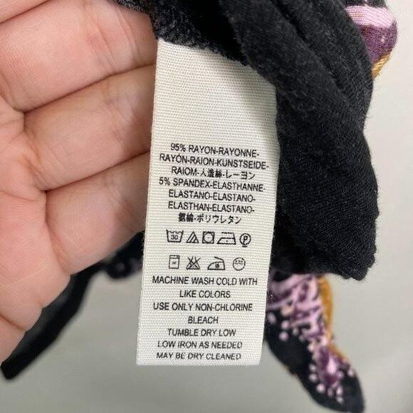 Free People Black Maui Wowie Printed Top XS - Picture 4 of 6